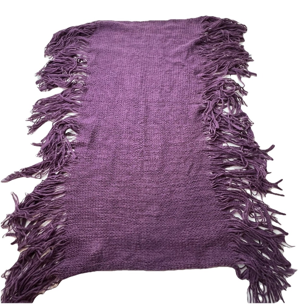 WinWin Fashion Purple Acrylic Infinity Scarf Open Knit Fringe - Picture 7 of 7
